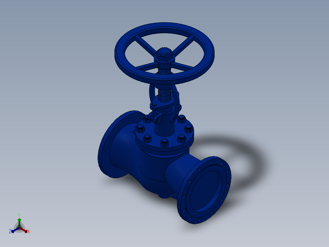法兰截止阀-铸铁 DN15-DN300正等轴测图