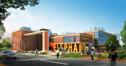 J114－现代风15班幼儿园建筑设计方案效果图总平面CAD图纸SU模型素材缩略图