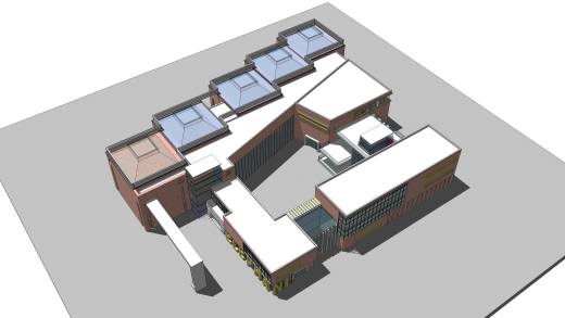 J114－现代风15班幼儿园建筑设计方案效果图总平面CAD图纸SU模型素材缩略图