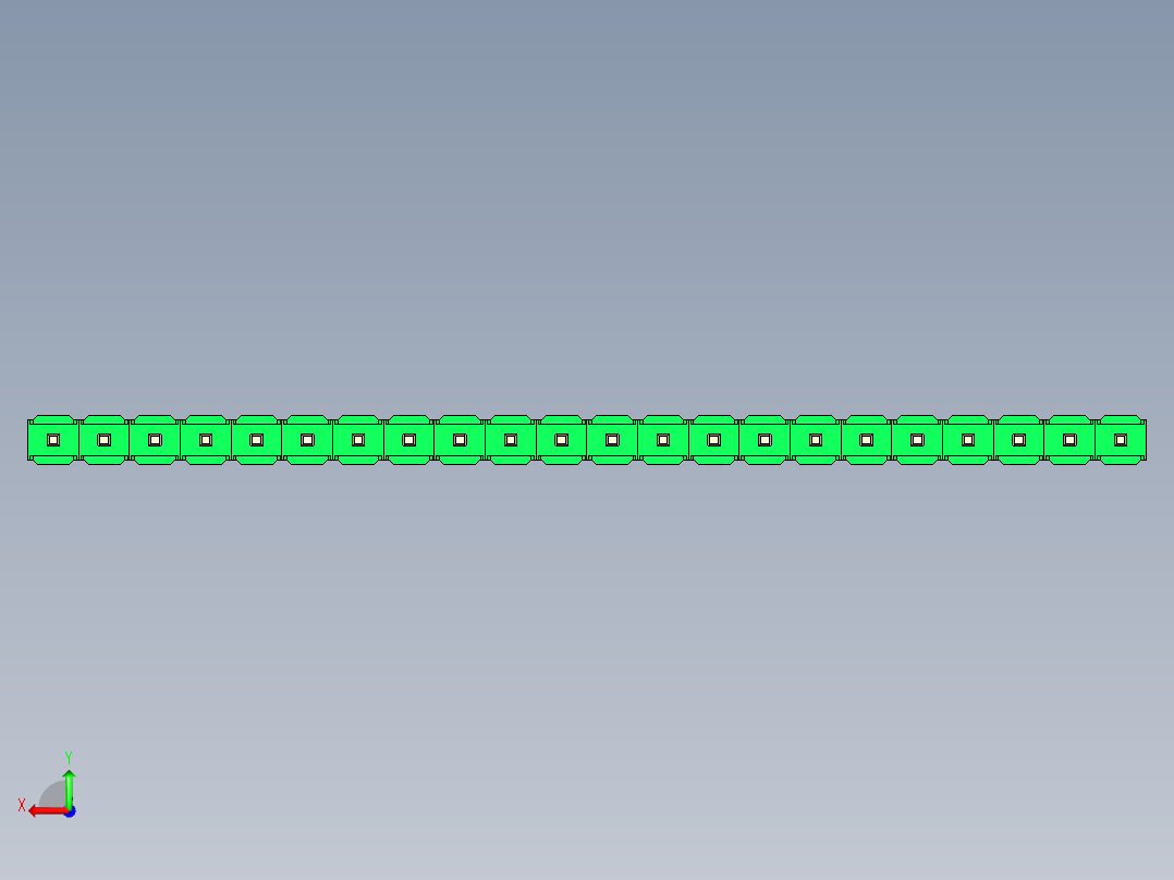 彩色公头100mil（2.54mm）系列-DS1021_green_1x22p_100mil_Type43_rev1.0后视图