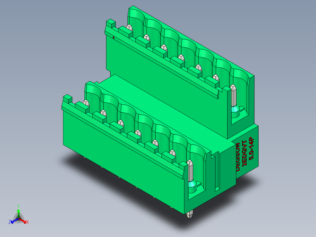 DEGSON 2EDG 系列 5.0mm 可插拔接线端子组-2EDGVT-5.0-14P-14-00AH主视图