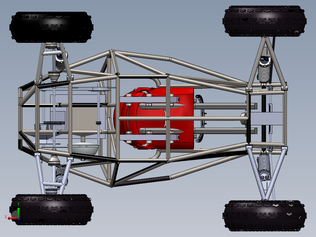 ATV buggy单座越野车3D数模图纸 Solidworks设计后视图