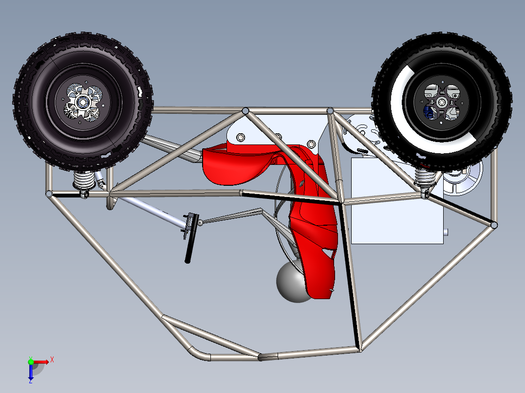 ATV buggy单座越野车3D数模图纸 Solidworks设计俯视图