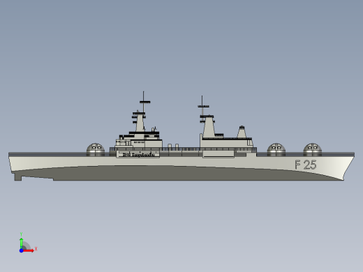 军舰三维建模前视缩略图