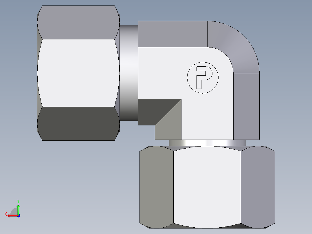 卡套式工业通用硬管接头EO_Swivel_nut_elbow_EW12LCF后视图