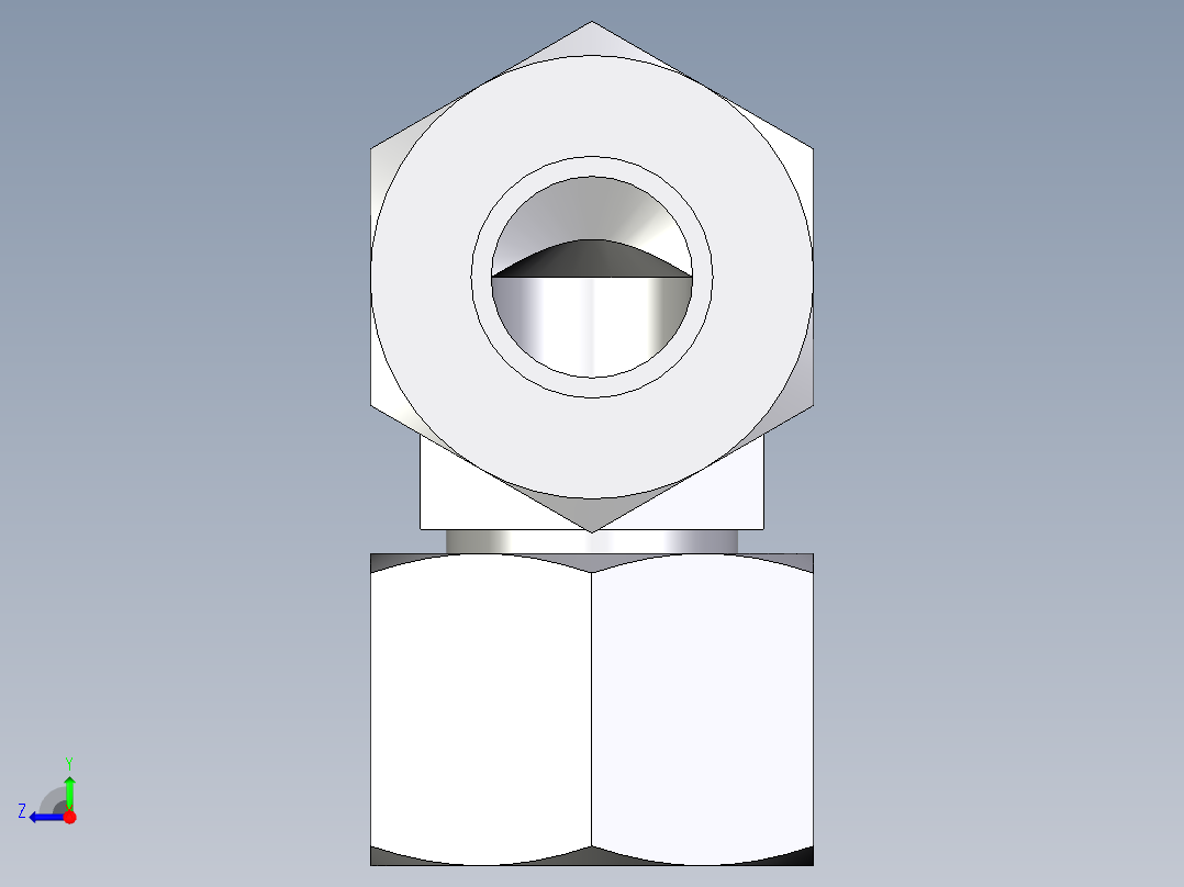 卡套式工业通用硬管接头EO_Swivel_nut_elbow_EW12LCF右视图