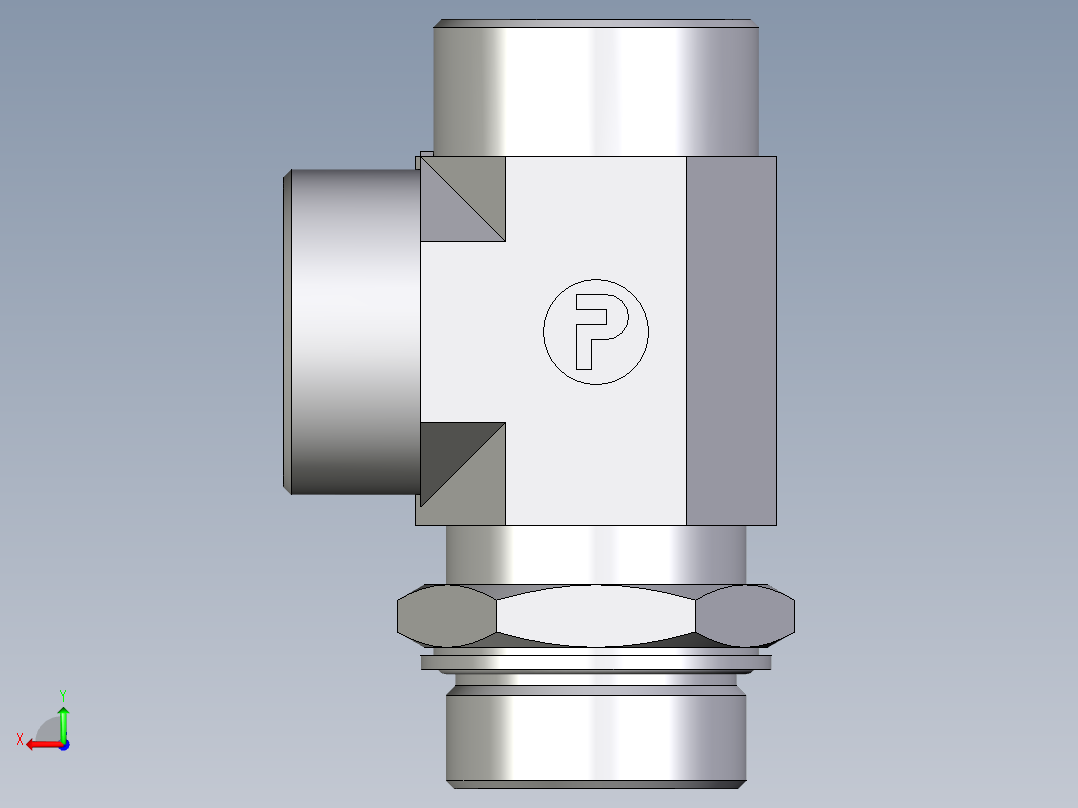卡套式工业通用硬管接头EO_Adjustable_locknut_run_tee_LEE38SMOMDCF后视图