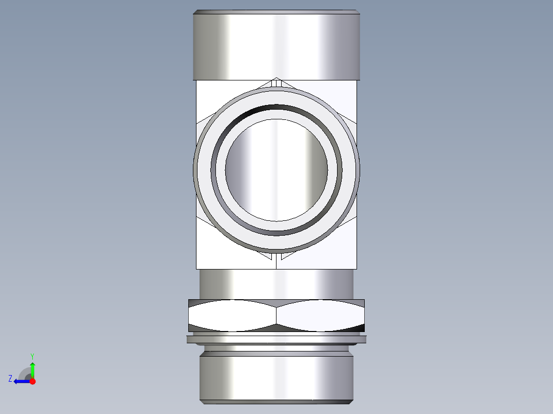 卡套式工业通用硬管接头EO_Adjustable_locknut_run_tee_LEE38SMOMDCF右视图