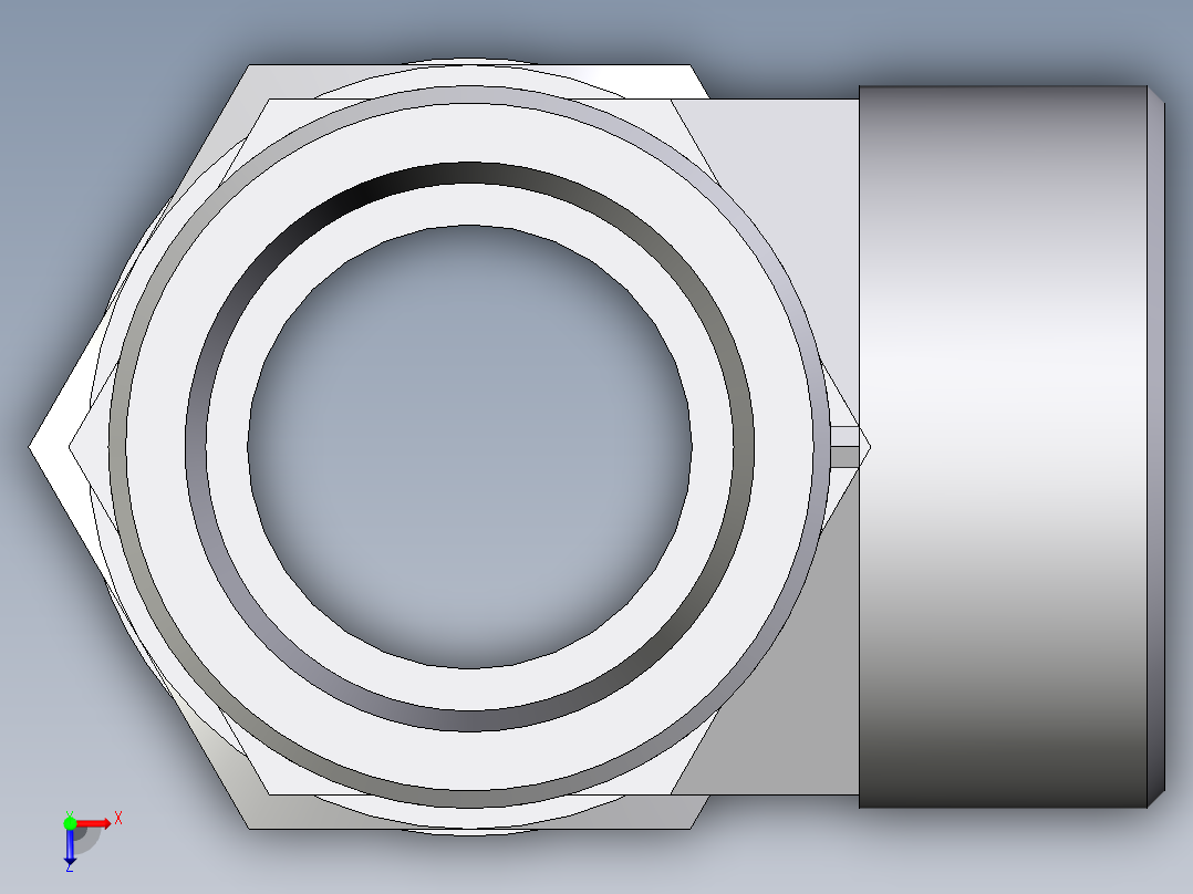 卡套式工业通用硬管接头EO_Adjustable_locknut_run_tee_LEE38SMOMDCF俯视图
