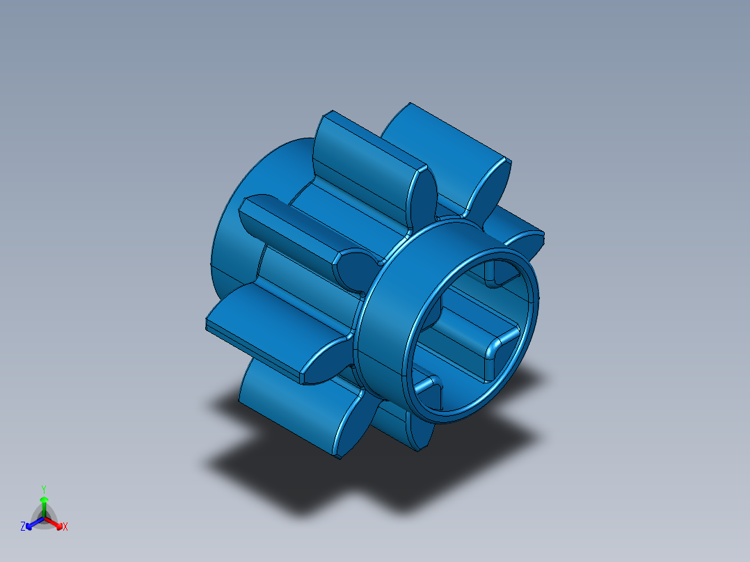 3647 Blue Technic Gear 8 Tooth.STEP主视图