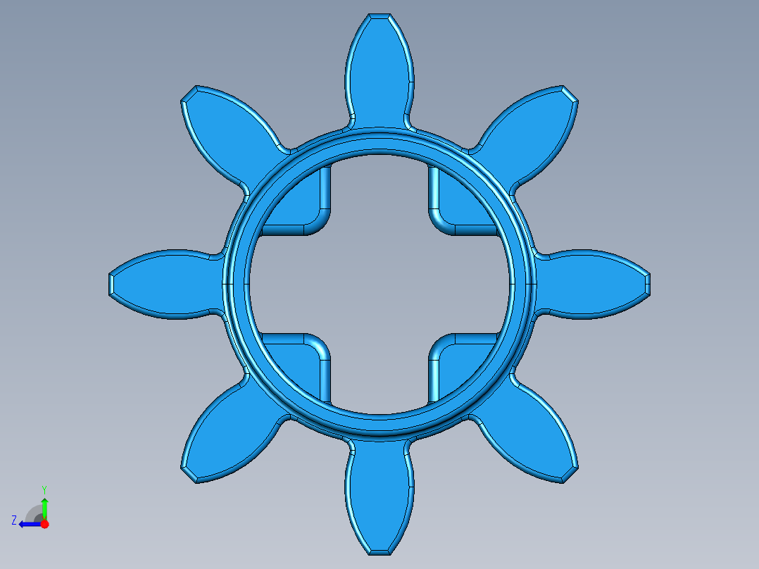 3647 Blue Technic Gear 8 Tooth.STEP右视图