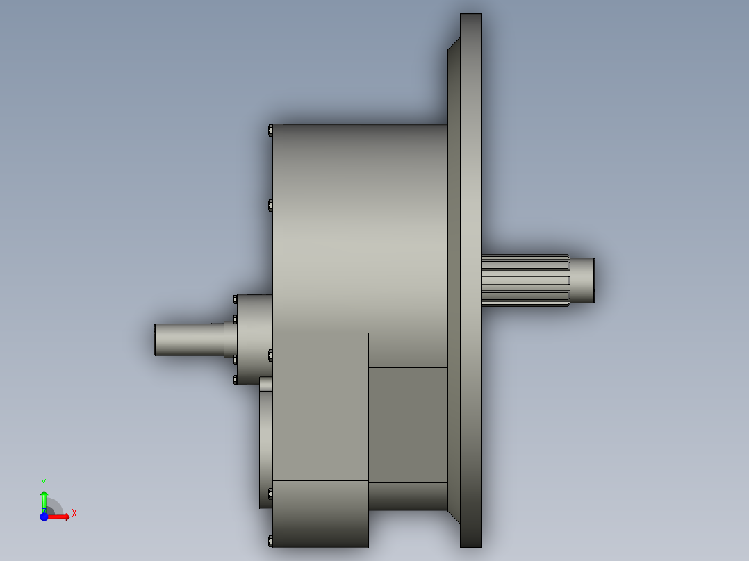 风力发电增速齿轮箱设计三维proe含cad图纸前视图