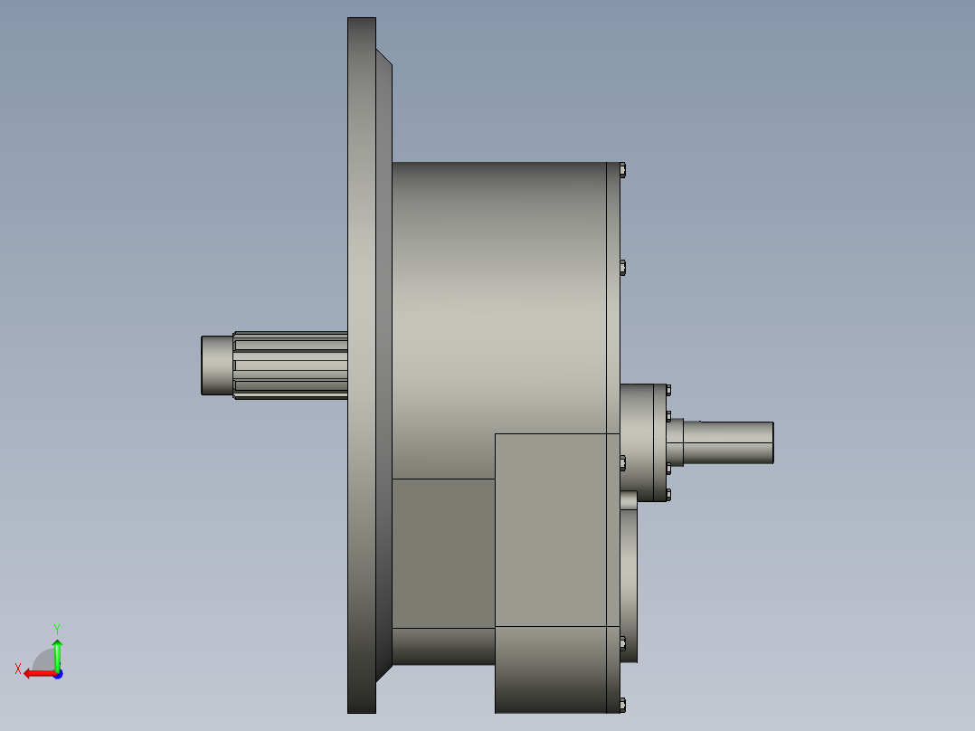 风力发电增速齿轮箱设计三维proe含cad图纸后视图