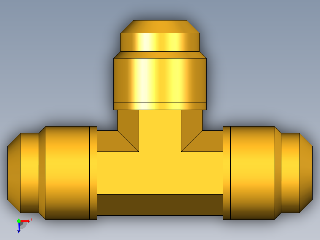 扩口式工业通用硬管接头Union Tee 144F-8俯视图