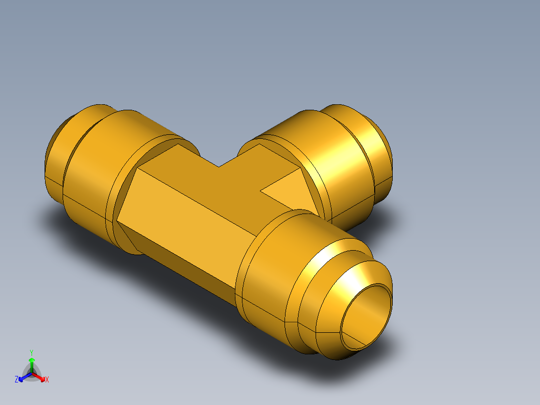扩口式工业通用硬管接头Union Tee 144F-8正等轴测图