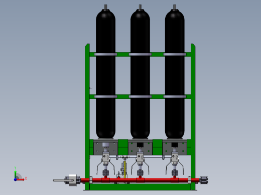 液压蓄能器组三维模型前视缩略图