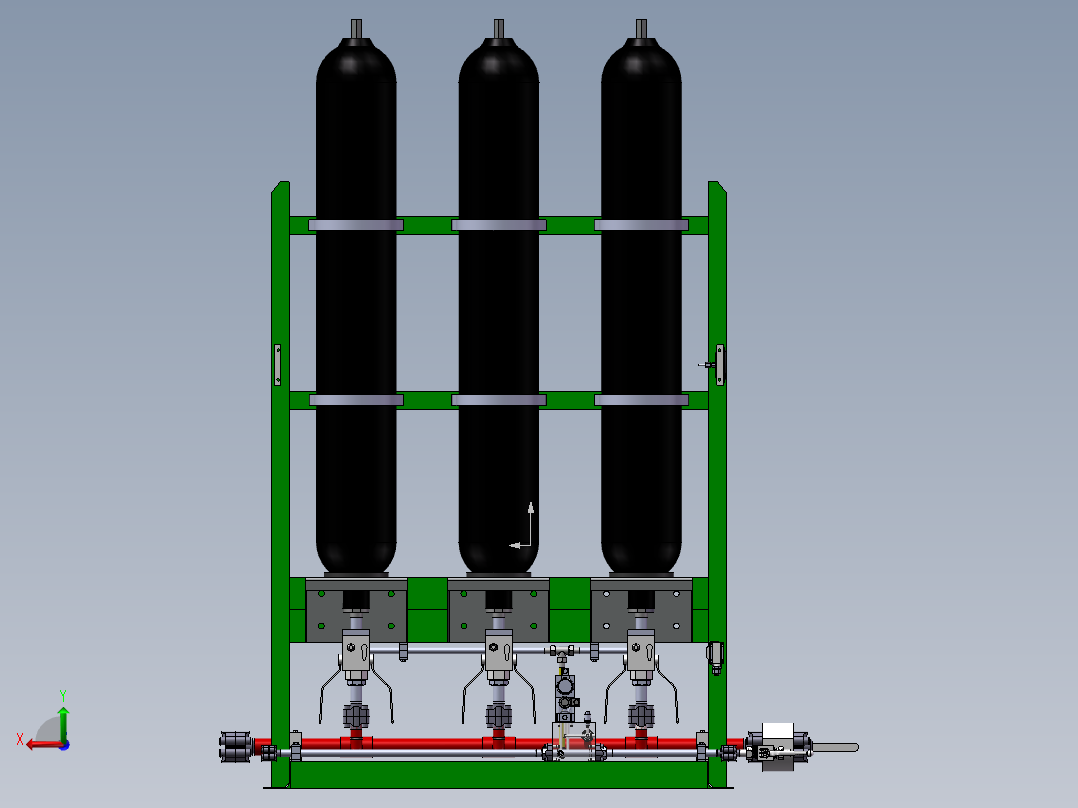 液压蓄能器组三维模型后视图