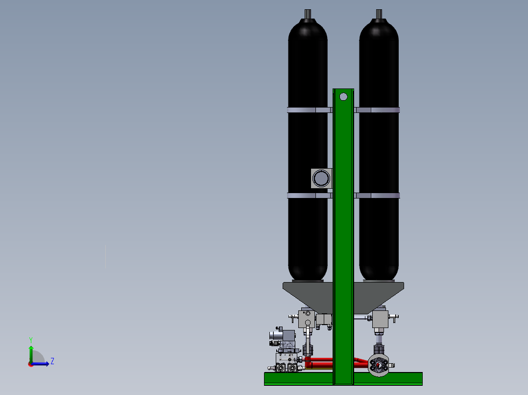 液压蓄能器组三维模型左视图