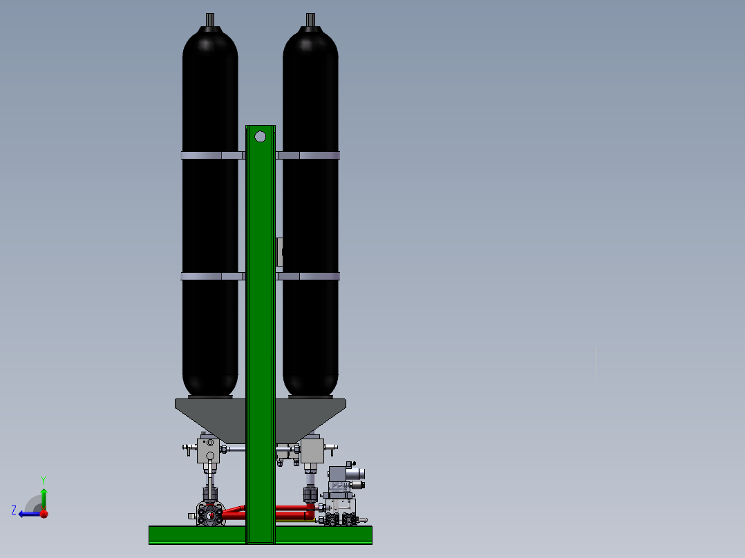 液压蓄能器组三维模型右视图