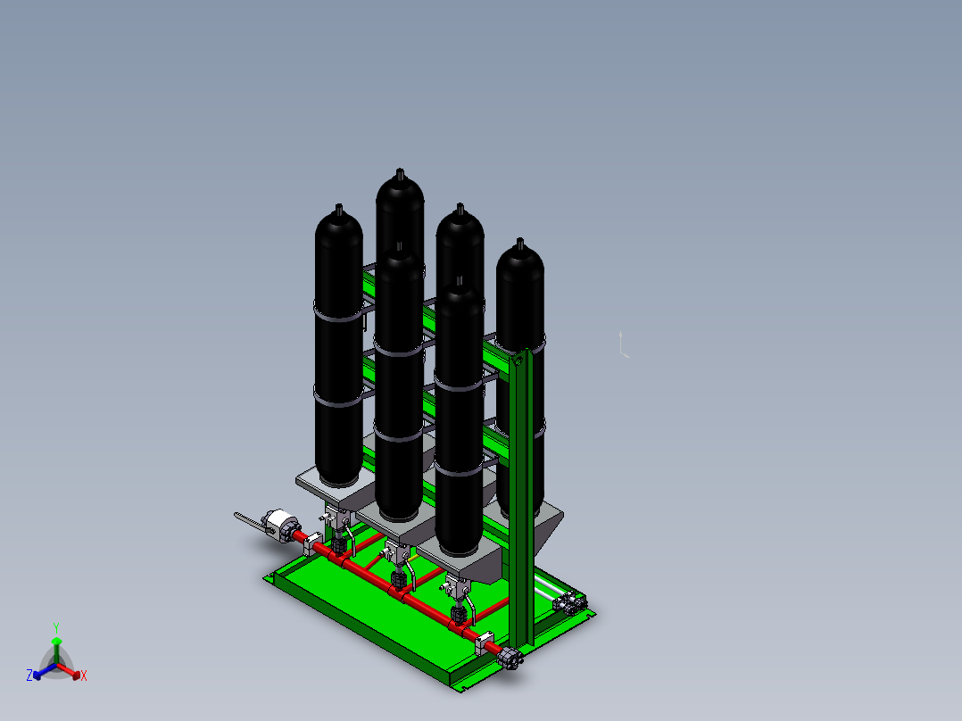 液压蓄能器组三维模型正等轴测图