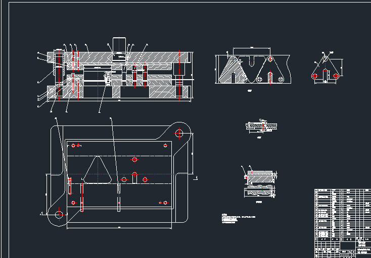 定板冲圆孔、冲槽、落料连续模设计（只有CAD）