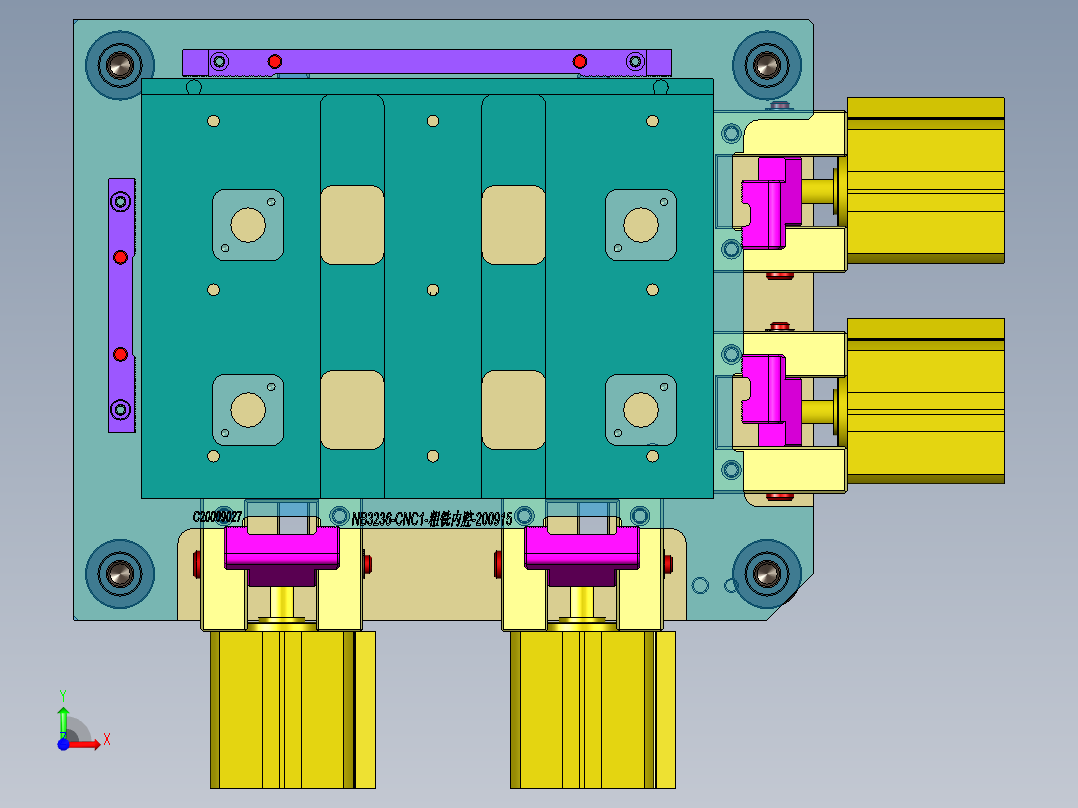 NB3236-WLAN-笔记本CNC工装夹具三维模型CNC1粗铣内腔-20200915前视图