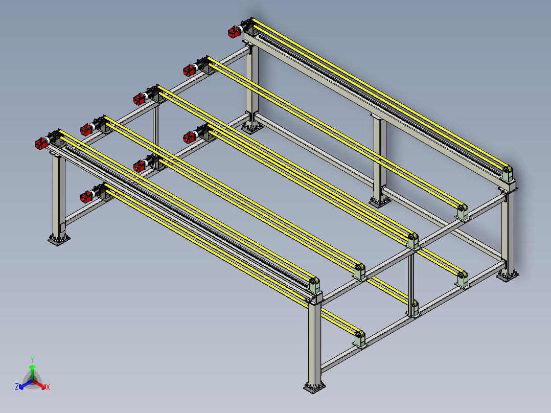 双层带动力输送平台设计正等轴测图