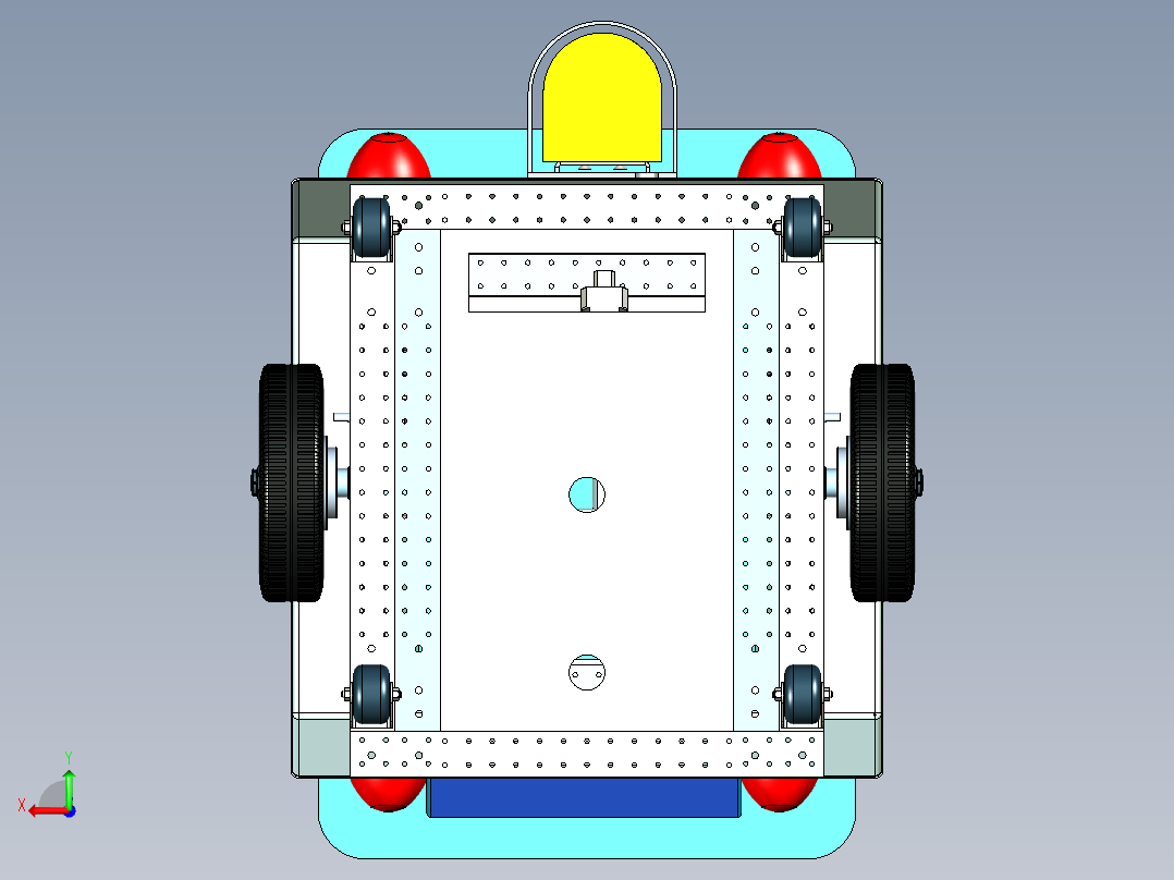 带有升降平台的智能小车后视图