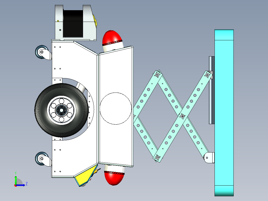 带有升降平台的智能小车左视图