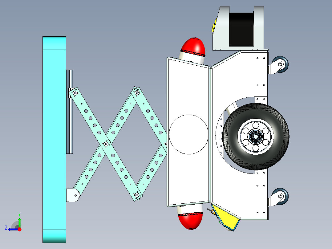 带有升降平台的智能小车右视图