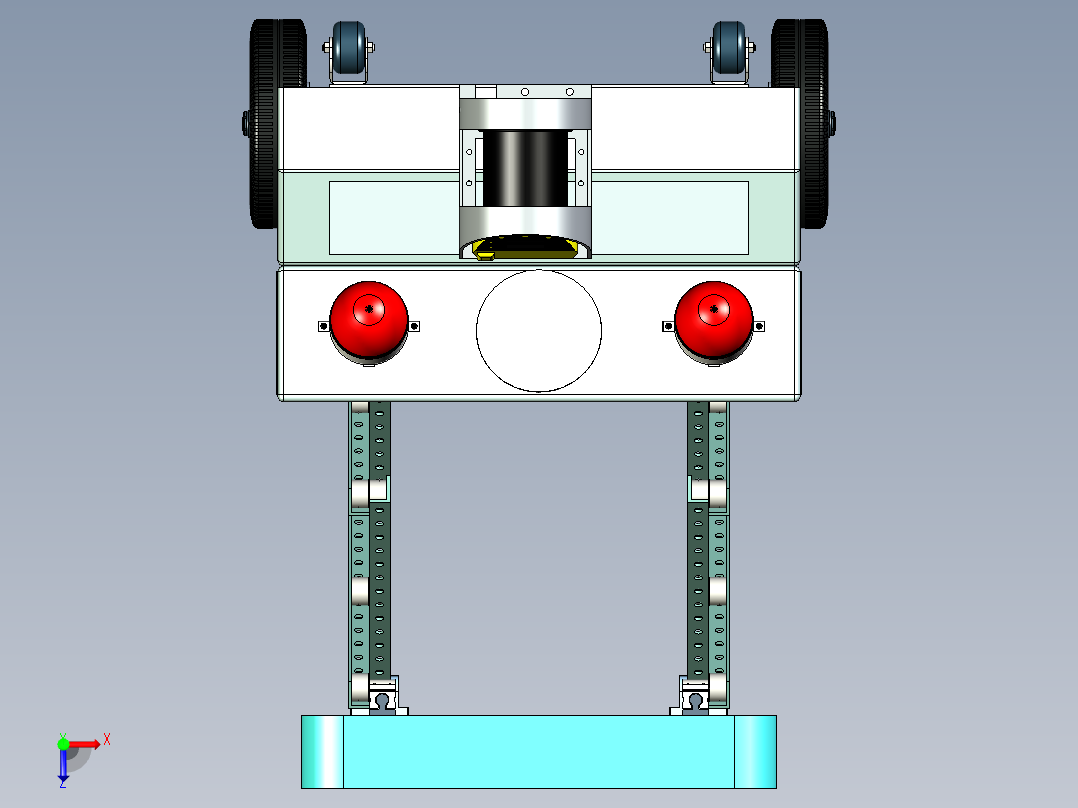 带有升降平台的智能小车俯视图