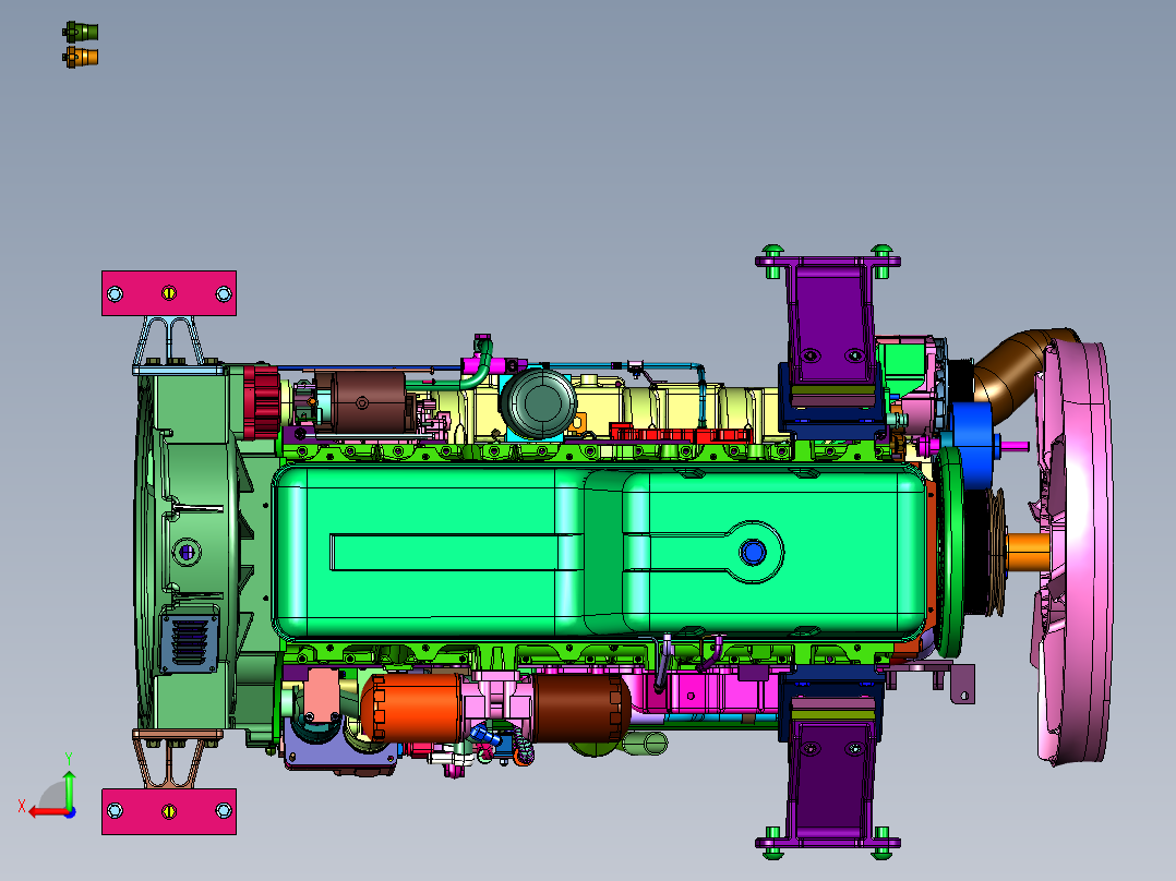 大功率重卡发动机后视图
