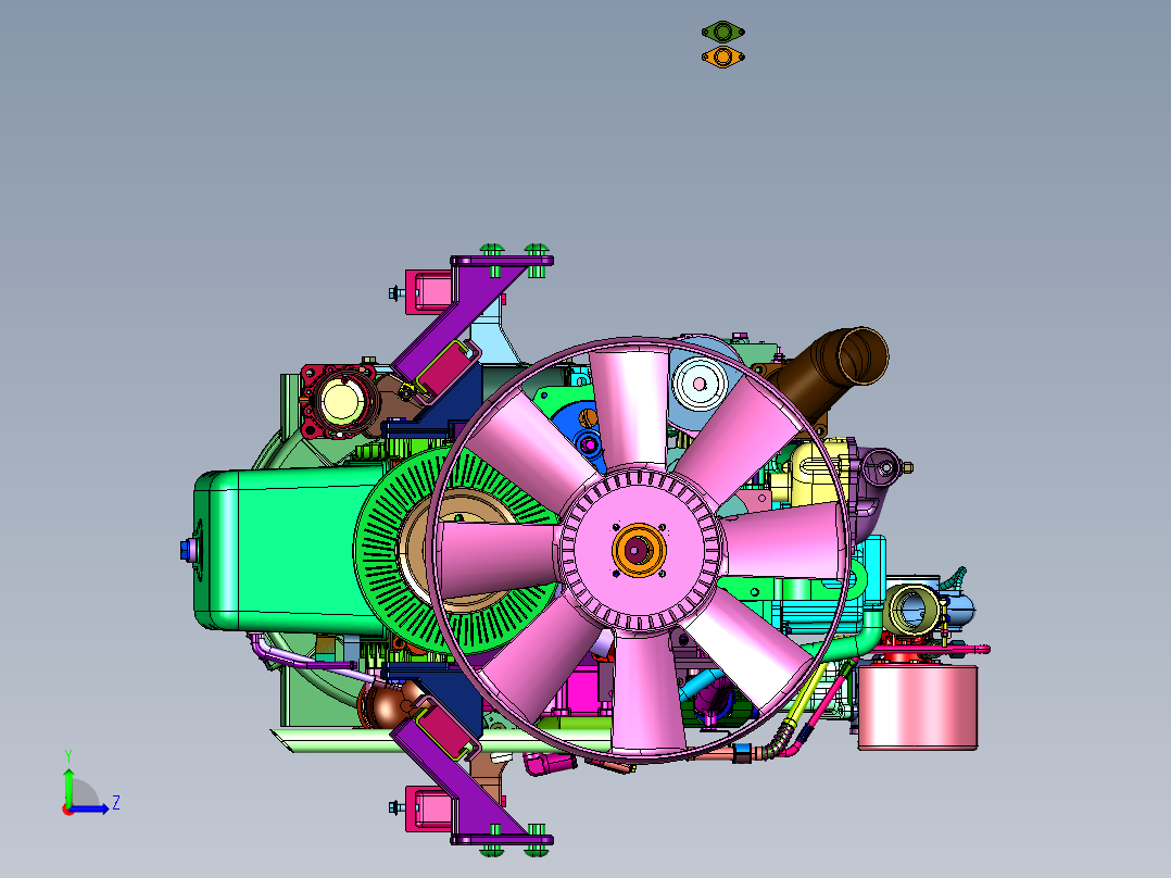 大功率重卡发动机左视图