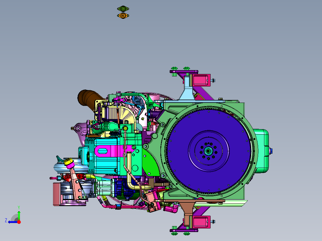 大功率重卡发动机右视图