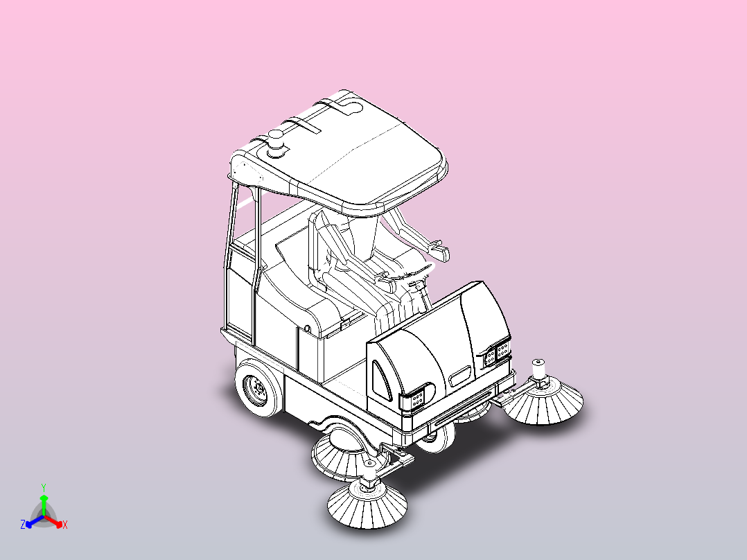 道路清扫车正等轴测图