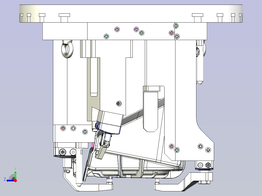 一款五轴液压夹具3D模型右视图