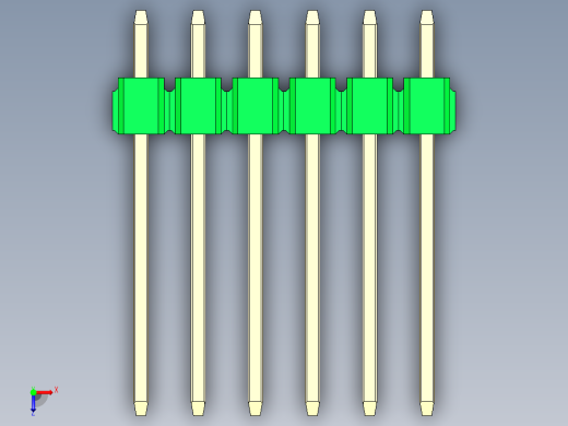 彩色公头100mil（2.54mm）系列-DS1021_green_1x06p_100mil_Type5_rev1.0俯视缩略图