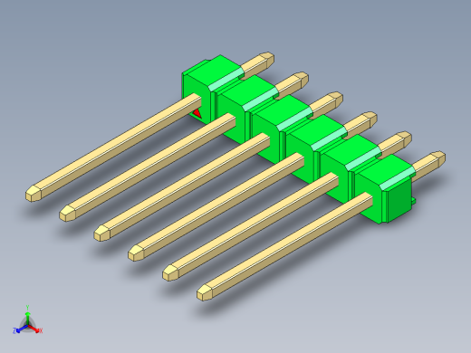 彩色公头100mil（2.54mm）系列-DS1021_green_1x06p_100mil_Type5_rev1.0正等轴测缩略图