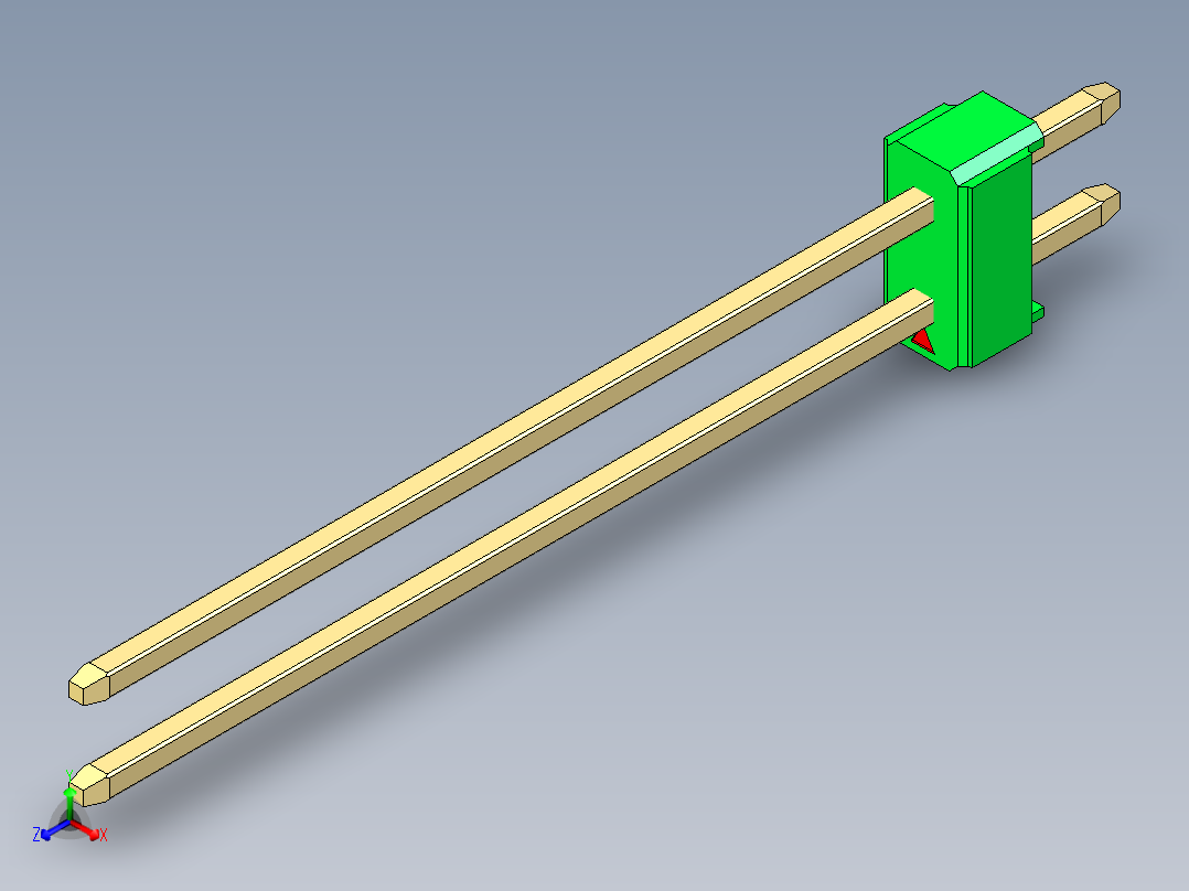 彩色公头100mil（2.54mm）系列-DS1021_green_2x01p_100mil_Type43_rev1.0主视图
