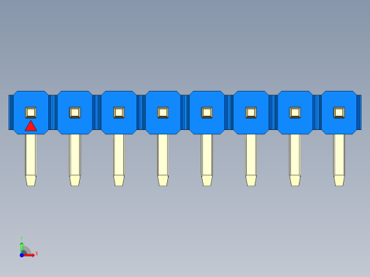 彩色公排针 100mil 2.54mm 系列-DS1022_blue_1x08p_100mil_TypeD_rev1.0前视缩略图