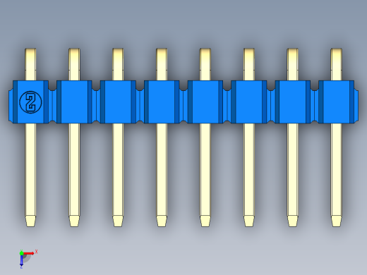 彩色公排针 100mil 2.54mm 系列-DS1022_blue_1x08p_100mil_TypeD_rev1.0俯视缩略图