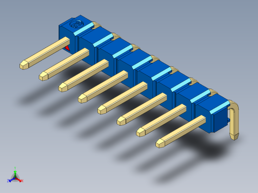 彩色公排针 100mil 2.54mm 系列-DS1022_blue_1x08p_100mil_TypeD_rev1.0正等轴测缩略图