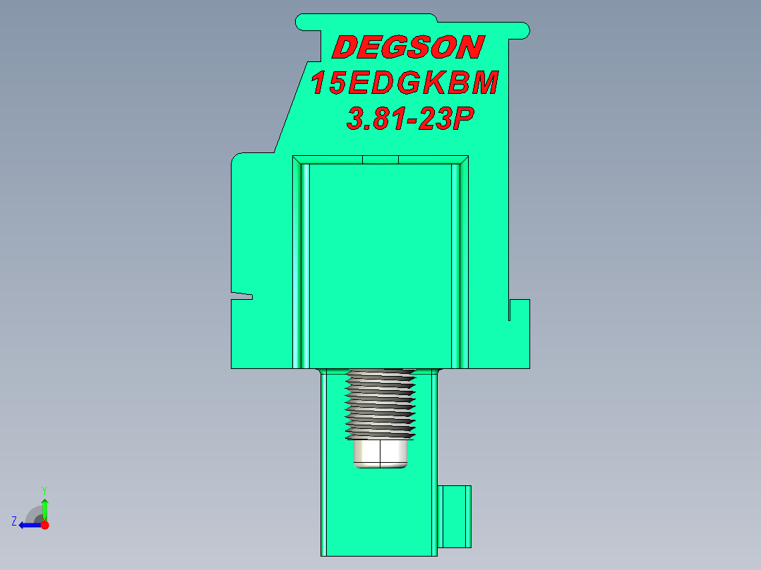 DEGSON 15EDG（公头） 3.81mm 螺钉锁紧，插拔式接线端子 FullPack-15EDGKBM-3.81-23P-14-00AH右视图