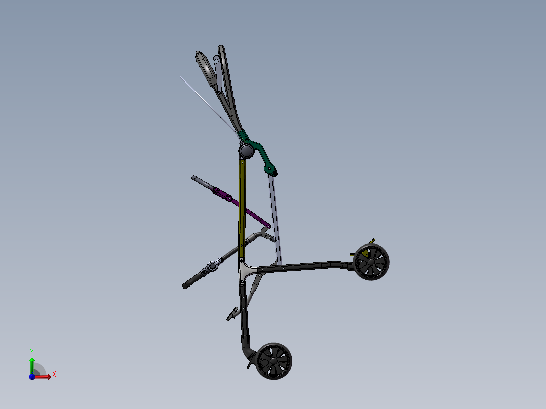 可折叠婴儿车设计资料含三维二维说明书