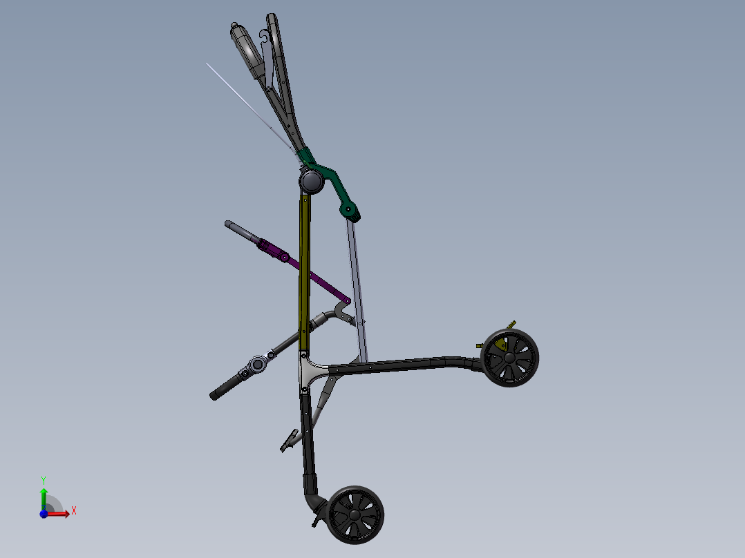 可折叠婴儿车设计资料含三维二维说明书前视图