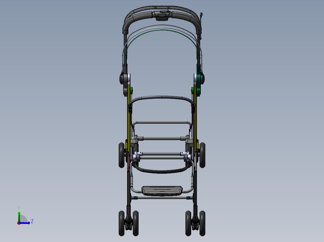 可折叠婴儿车设计资料含三维二维说明书左视图