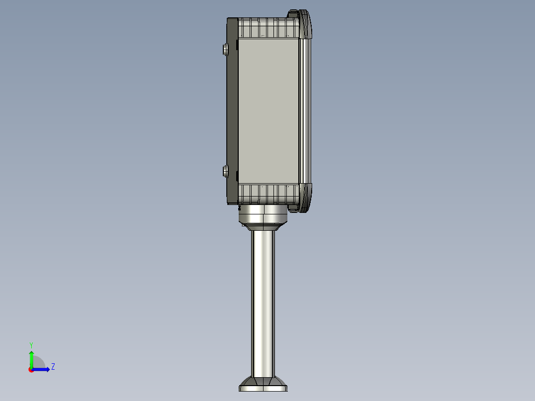 向上固定底座+箱体连接器+控制箱左视图