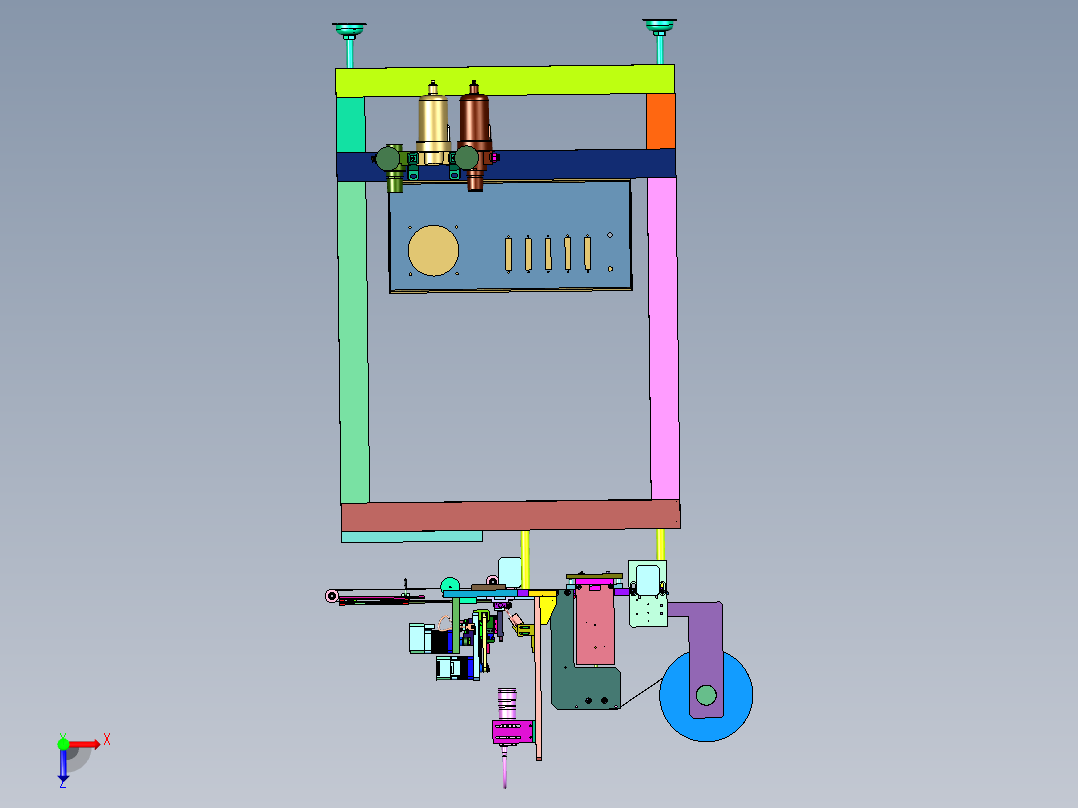 转盘摇臂五金电子元器件散装料编带设备俯视图