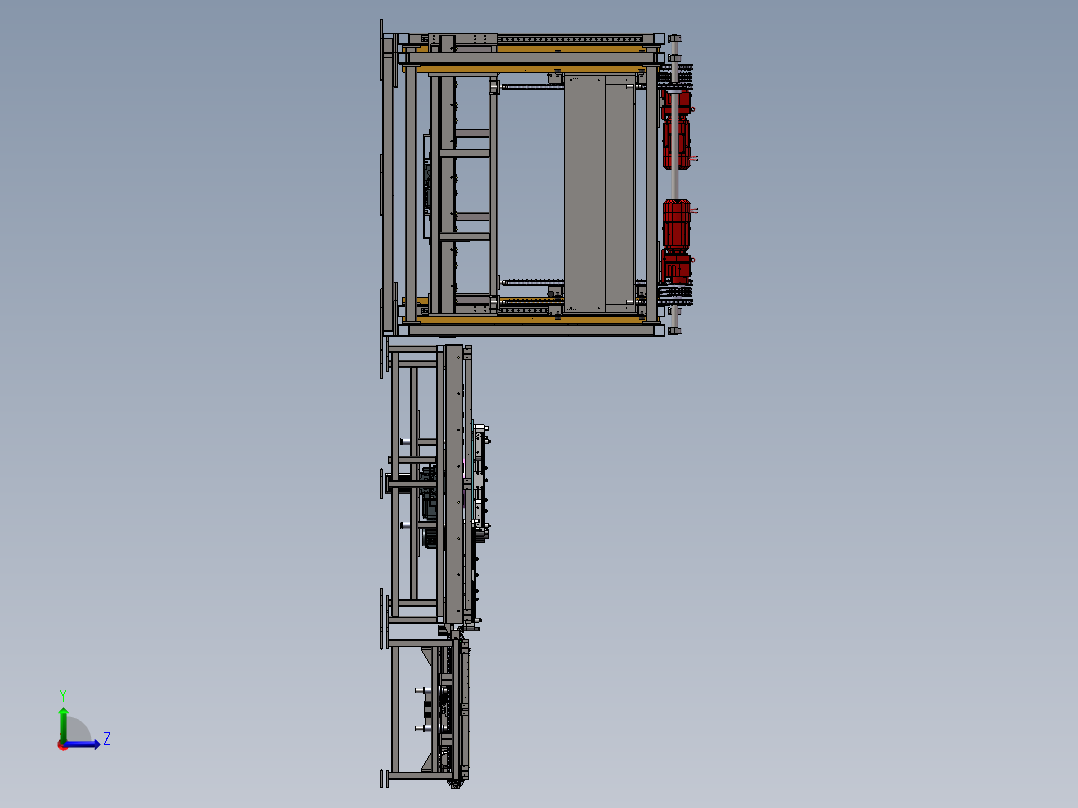 滚筒线上下物料组装线sw18可编辑左视图