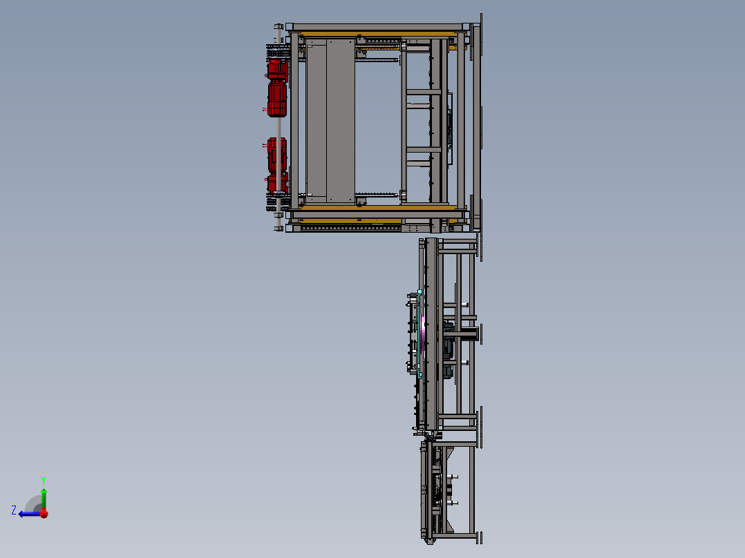 滚筒线上下物料组装线sw18可编辑右视图